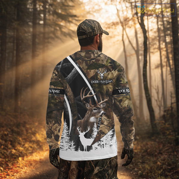 Forest Camo Deer Hunting 3D Shirt – Custom Name Personalized Gift NHT299