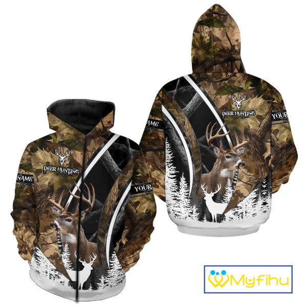 Forest Camo Deer Hunting 3D Shirt – Custom Name Personalized Gift NHT299