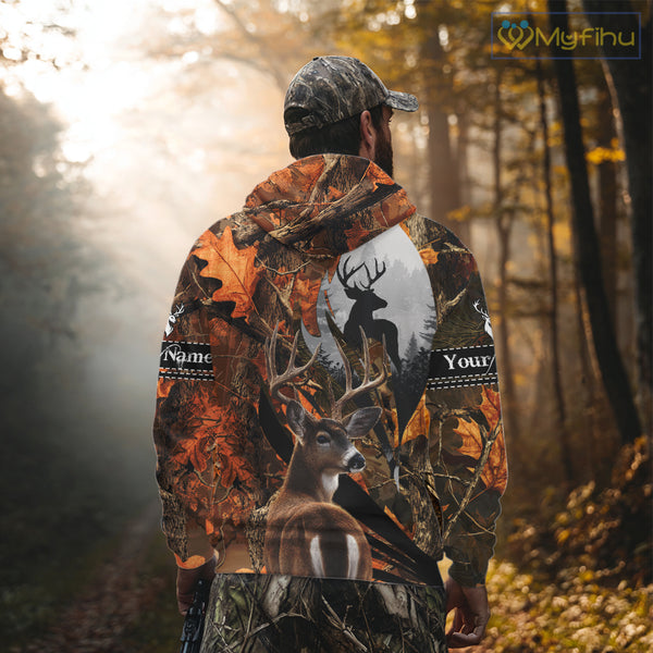 Whitetail Deer Hunting Orange Camo 3D Printed Shirts,  Hunting Hoodie Gift for Men NHT327