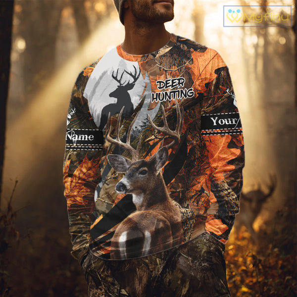 Whitetail Deer Hunting Orange Camo 3D Printed Shirts,  Hunting Hoodie Gift for Men NHT327
