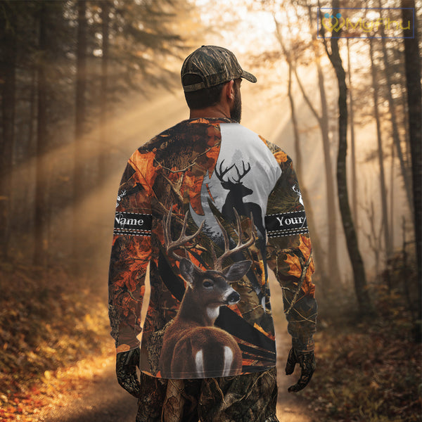 Whitetail Deer Hunting Orange Camo 3D Printed Shirts,  Hunting Hoodie Gift for Men NHT327