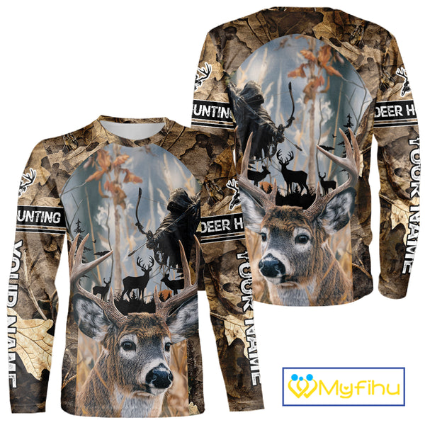 Deer Hunting Grim Reaper Camo Forest 3D All Over Printed Shirt, Personalized Hunting Shirt NHT273