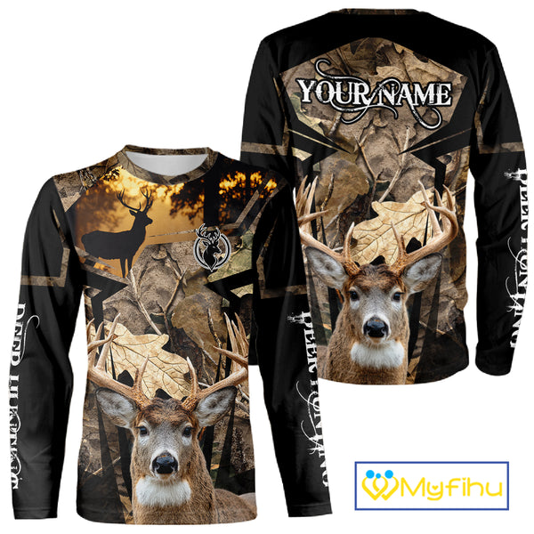 Whitetail Deer Hunting Camo Forest 3D All Over Printed Shirt, Personalized Hunting Shirt NHT277