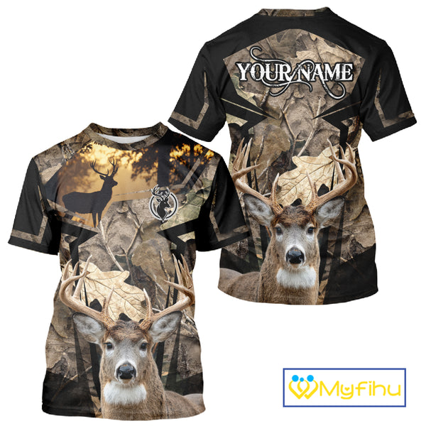 Whitetail Deer Hunting Camo Forest 3D All Over Printed Shirt, Personalized Hunting Shirt NHT277