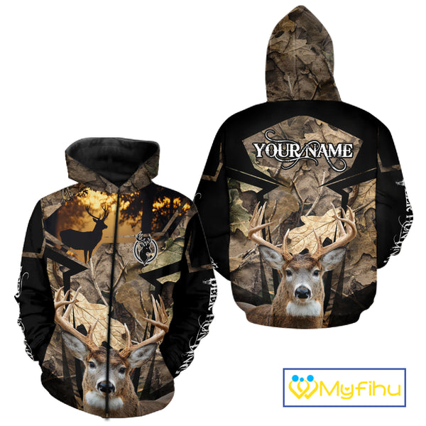 Whitetail Deer Hunting Camo Forest 3D All Over Printed Shirt, Personalized Hunting Shirt NHT277