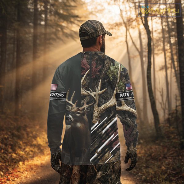Custom Deer 3D Hunting Shirt, Antler Camo Design, Personalized Name Hunting Gift for Men NHT286