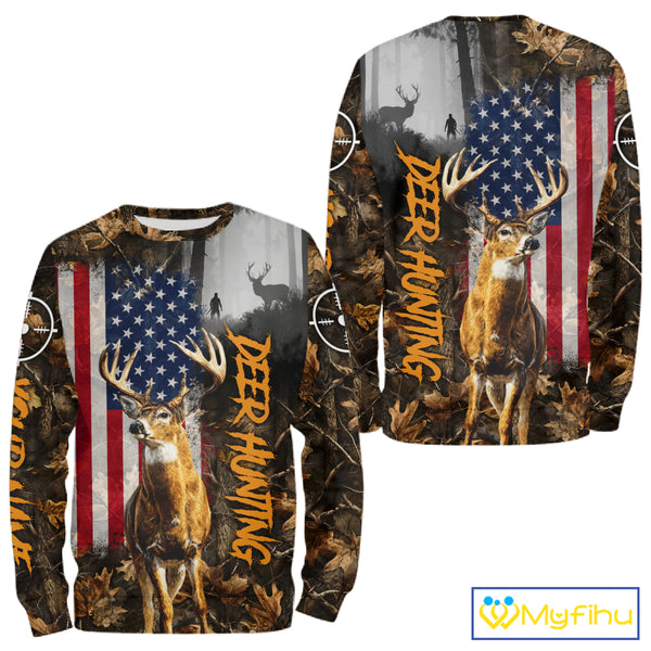 Orange Deer Hunting Camouflage Personalized Hunting Shirt, Hoodie Hunting Shirt For Men NBT308