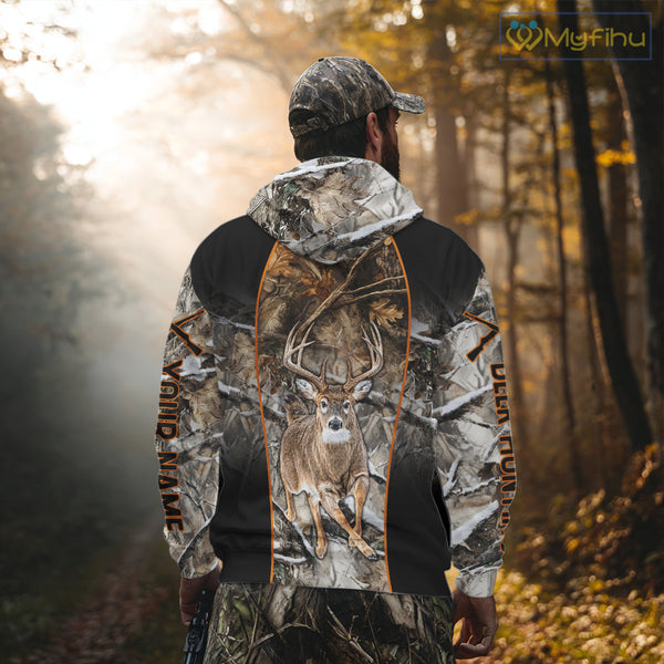 Deer Hunting Custom Name Hoodie Forest Camouflage Hunting Shirt for Men NBT310