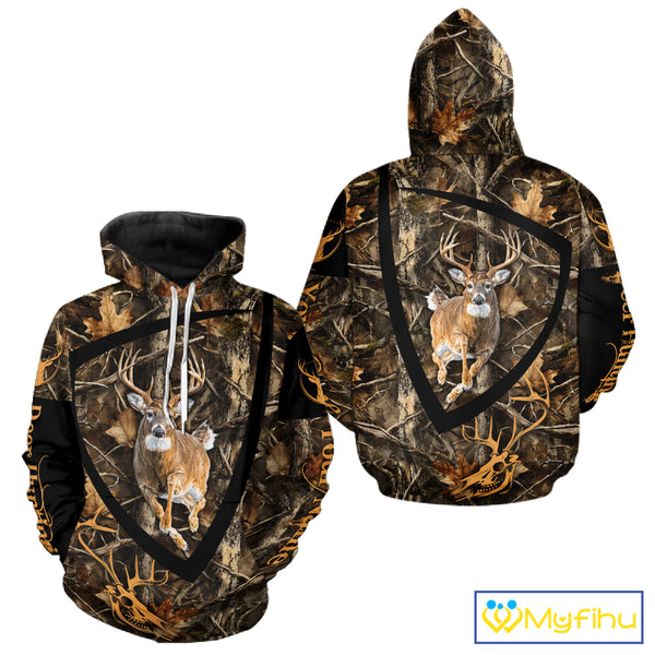 Personalized Whitetail Deer Hunting Brown Camouflage 3D All Over Printed Shirt NBT277
