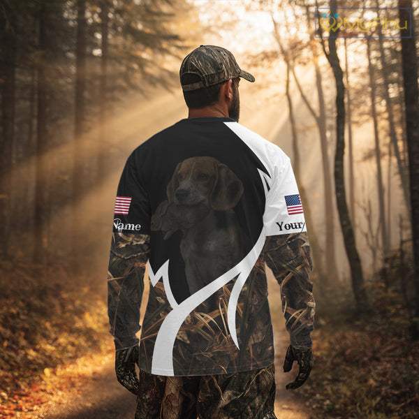 Personalized Rabbit Hunting Beagle Dog American Flag Details Camo 3D Shirts, Rabbit Hunting Gifts NBT216