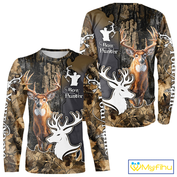 Personalized Deer Hunting 3D All Over Printed Hoodie Brown Leaves Camo, Hunting accessories NBT318