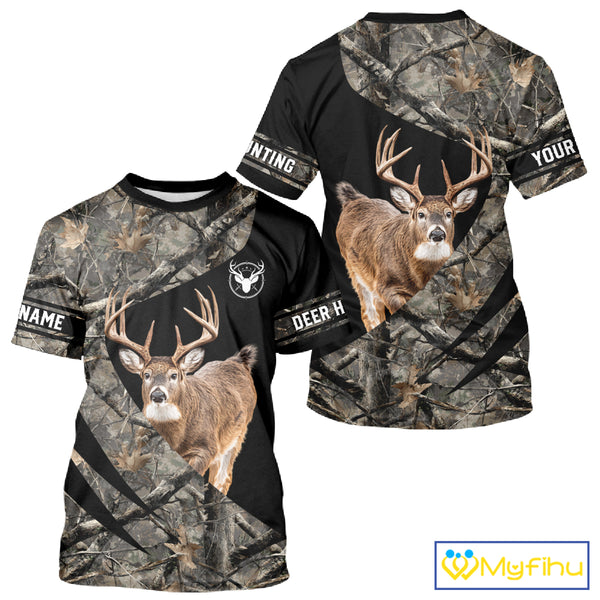 Whitetail Deer Hunting Shirt Camouflage Hoodie 3D Custom Name, Hunting Gift NBT324