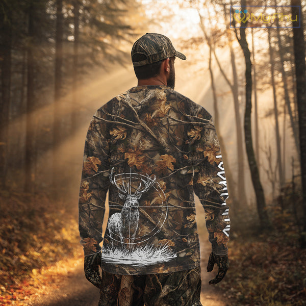 Deer Hunting Full Forest Camo 3D Printing Custom Name Shirts, Deer Hunting Clothes NBT126