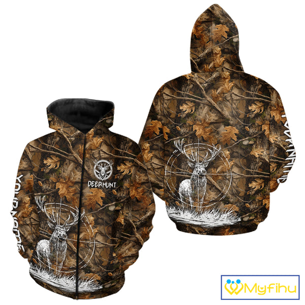 Deer Hunting Full Forest Camo 3D Printing Custom Name Shirts, Deer Hunting Clothes NBT126