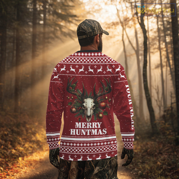Personalized Ugly Christmas Deer Hunting Shirt Full Print Christmas Pattern, Christmas Gifts NBT284
