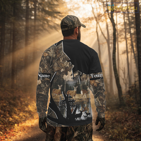Custom Whitetail Deer 3D All Over Print Shirts, Gift for Men, Hunting Hoodie Long Sleeves NBT336