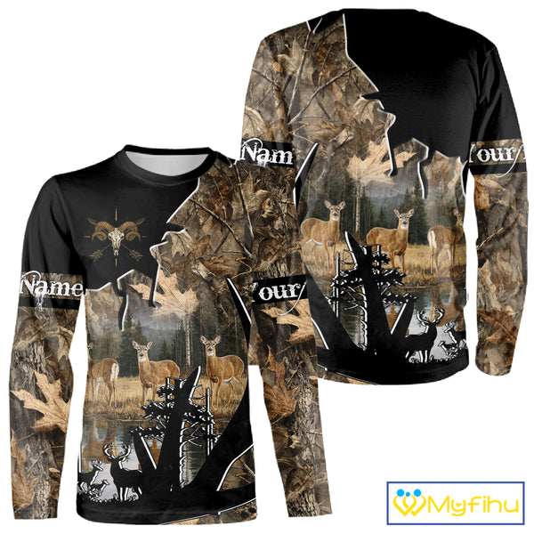Custom Whitetail Deer 3D All Over Print Shirts, Gift for Men, Hunting Hoodie Long Sleeves NBT336