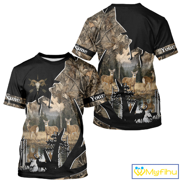 Custom Whitetail Deer 3D All Over Print Shirts, Gift for Men, Hunting Hoodie Long Sleeves NBT336