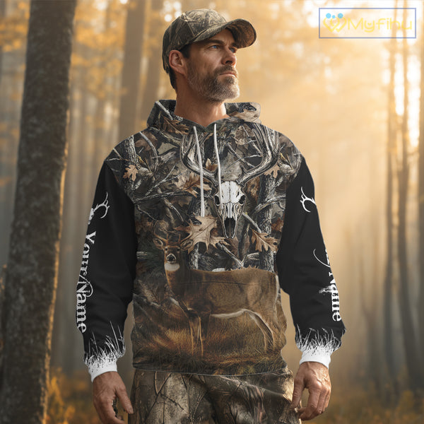 Deer Buck Camouflage Custom Name 3D All Over Printed Shirts, Deer Hunting Shirt, Hunting Accessories NBT337