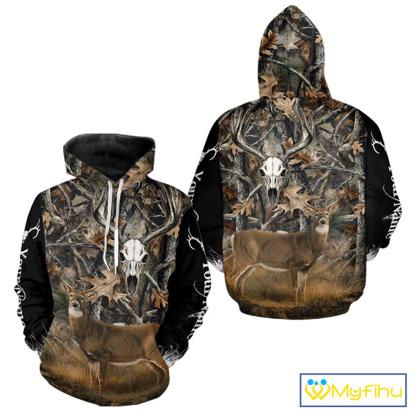 Deer Buck Camouflage Custom Name 3D All Over Printed Shirts, Deer Hunting Shirt, Hunting Accessories NBT337