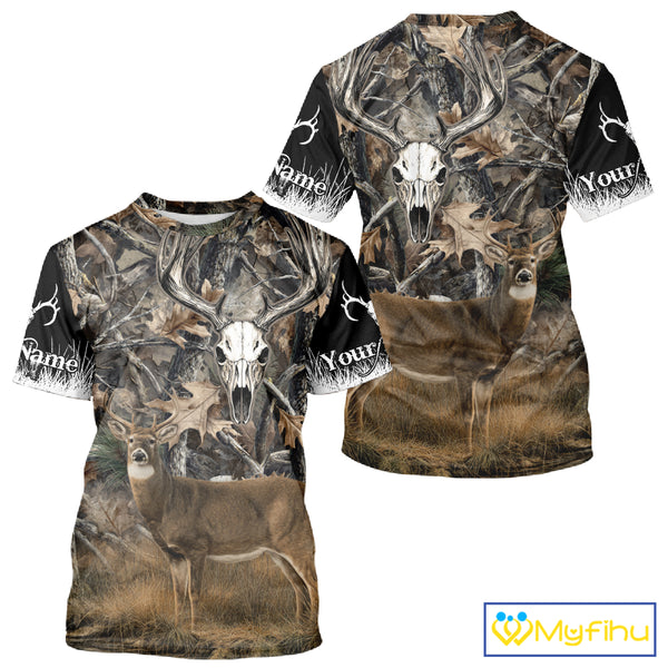 Deer Buck Camouflage Custom Name 3D All Over Printed Shirts, Deer Hunting Shirt, Hunting Accessories NBT337