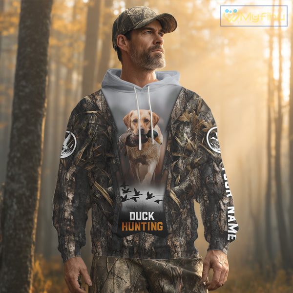 Mallard Duck Hunting Waterfowl Camo Custom Name Shirts for Men, Duck Hunting Clothing NBT288
