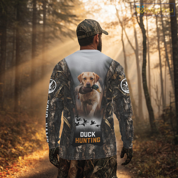 Mallard Duck Hunting Waterfowl Camo Custom Name Shirts for Men, Duck Hunting Clothing NBT288