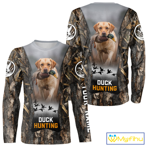 Mallard Duck Hunting Waterfowl Camo Custom Name Shirts for Men, Duck Hunting Clothing NBT288