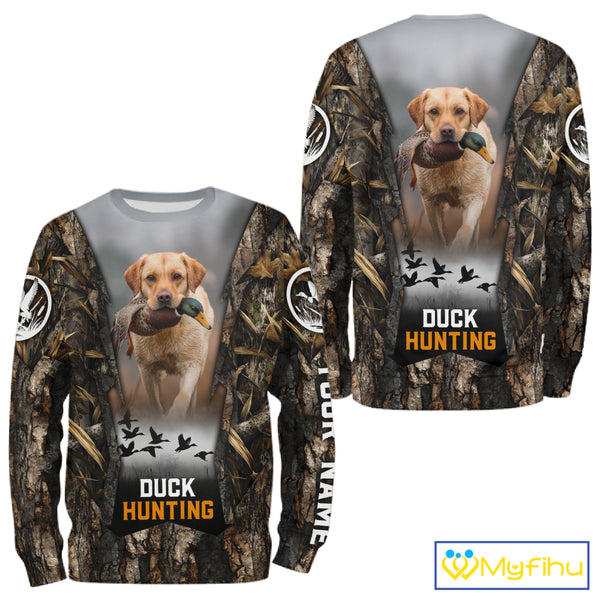 Mallard Duck Hunting Waterfowl Camo Custom Name Shirts for Men, Duck Hunting Clothing NBT288