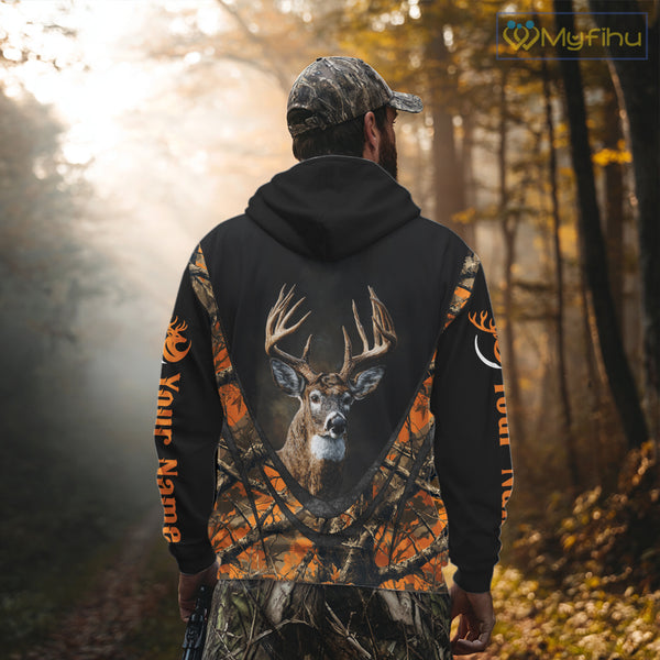 Deer Hunting Shirt Orange Camo 3D Custom Name, Season Deer Hunting, Hunting Gifts for Men NBT251