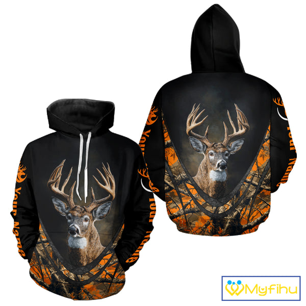 Deer Hunting Shirt Orange Camo 3D Custom Name, Season Deer Hunting, Hunting Gifts for Men NBT251