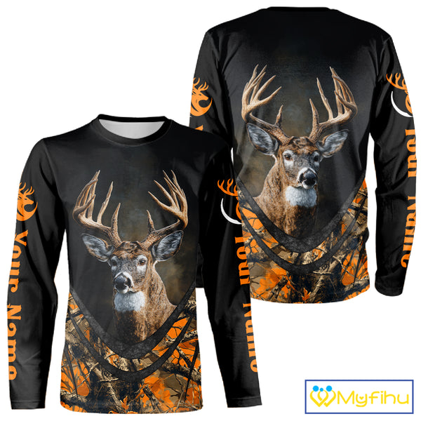 Deer Hunting Shirt Orange Camo 3D Custom Name, Season Deer Hunting, Hunting Gifts for Men NBT251