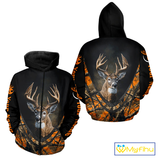 Deer Hunting Shirt Orange Camo 3D Custom Name, Season Deer Hunting, Hunting Gifts for Men NBT251