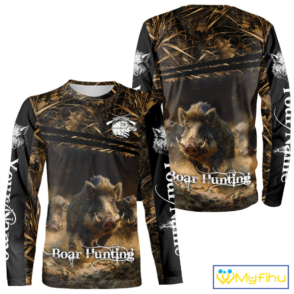 Wild Boar Hunting 3D Full Printing Personalized Camo Shirts for Boar Hunters, Boar Hunting Gifts NBT172