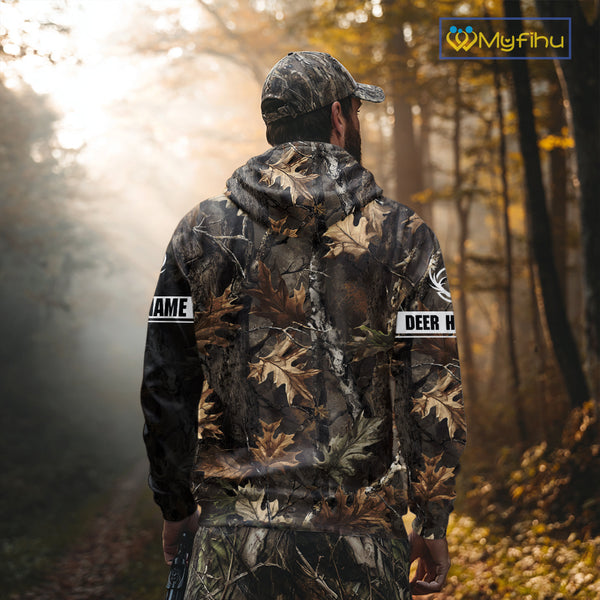 Personalized Whitetail Deer Hunting Fall Season Camo Printing Shirts Deer Hunting Gift Hoodie NBT323