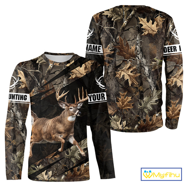 Personalized Whitetail Deer Hunting Fall Season Camo Printing Shirts Deer Hunting Gift Hoodie NBT323