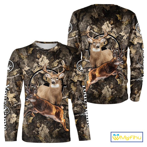 Whitetail Deer Custom Name 3D All Over Printed Shirts, Deer Hunting Clothes, Hunting Season NBT334