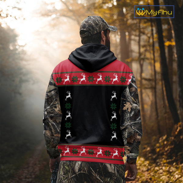 The Season Gifts For Deer Hunting Lovers Hunters Personalized Photo Ugly Hunting Christmas Shirt NBT300
