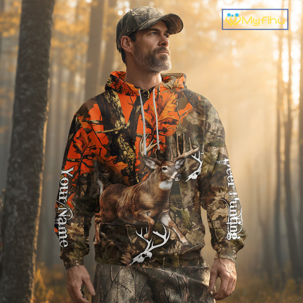 Personalized Whitetail Deer Hunting Camo Full Printing Shirts Deer Hunting Gift for Hunters NBT272
