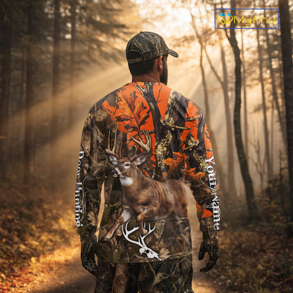 Personalized Whitetail Deer Hunting Camo Full Printing Shirts Deer Hunting Gift for Hunters NBT272