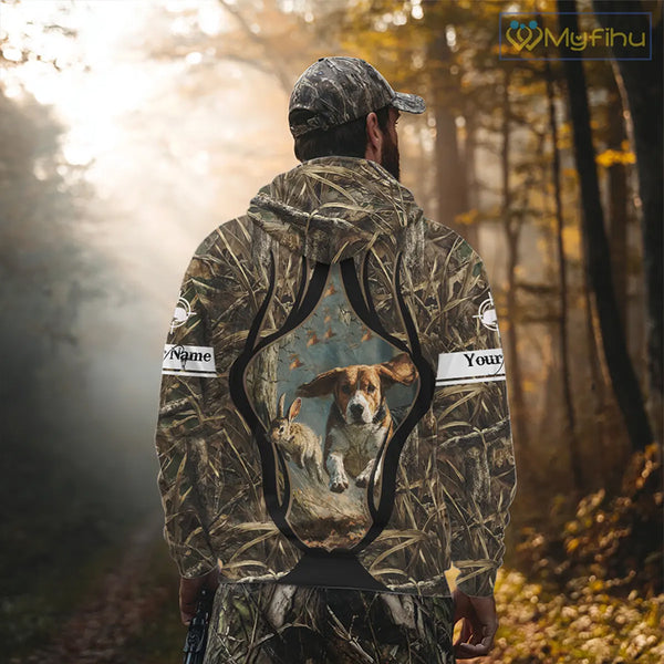 Personalized Rabbit Hunting Beagle Dog 3D All Over Printed Shirts, Hunting Clothes for Men NBT326