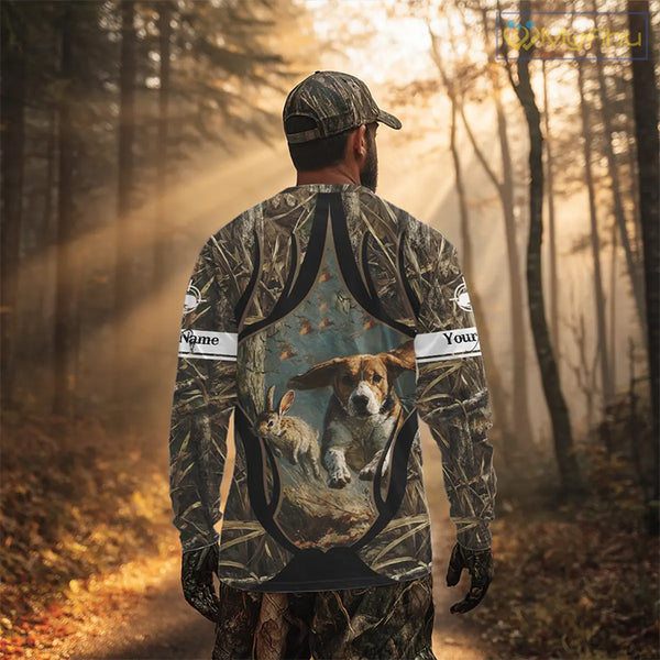 Personalized Rabbit Hunting Beagle Dog 3D All Over Printed Shirts, Hunting Clothes for Men NBT326