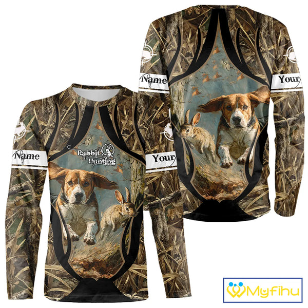 Personalized Rabbit Hunting Beagle Dog 3D All Over Printed Shirts, Hunting Clothes for Men NBT326