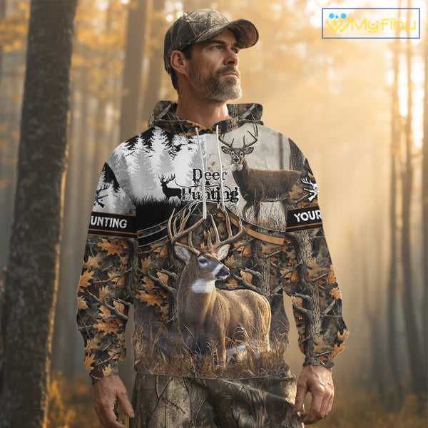 Custom Whitetail Deer Hunting Shirt Camouflage Deer Hunter Custom Name, Hunting Gift NBT291