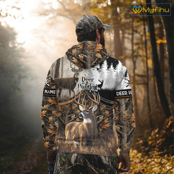 Custom Whitetail Deer Hunting Shirt Camouflage Deer Hunter Custom Name, Hunting Gift NBT291