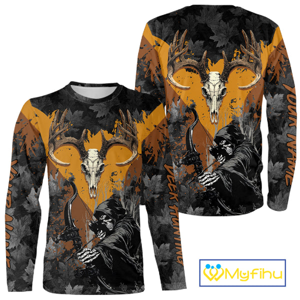 Deer Hunting Grim Reaper Camo Custom Name 3D All Over Print Shirts Personalized Gift NBT302