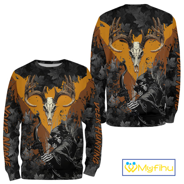 Deer Hunting Grim Reaper Camo Custom Name 3D All Over Print Shirts Personalized Gift NBT302