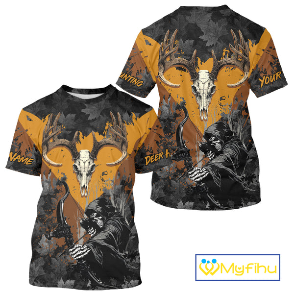 Deer Hunting Grim Reaper Camo Custom Name 3D All Over Print Shirts Personalized Gift NBT302
