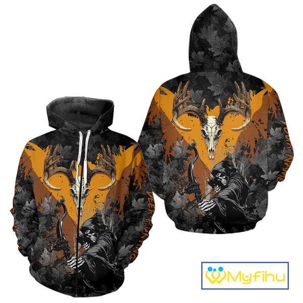 Deer Hunting Grim Reaper Camo Custom Name 3D All Over Print Shirts Personalized Gift NBT302