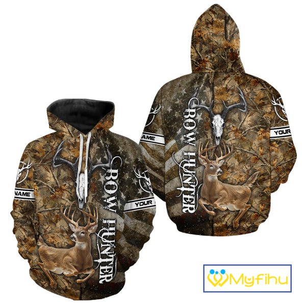 Best Deer Hunting American Flag Custom Camo Shirts for Deer Season, Hunting Shirts for Men NBT89